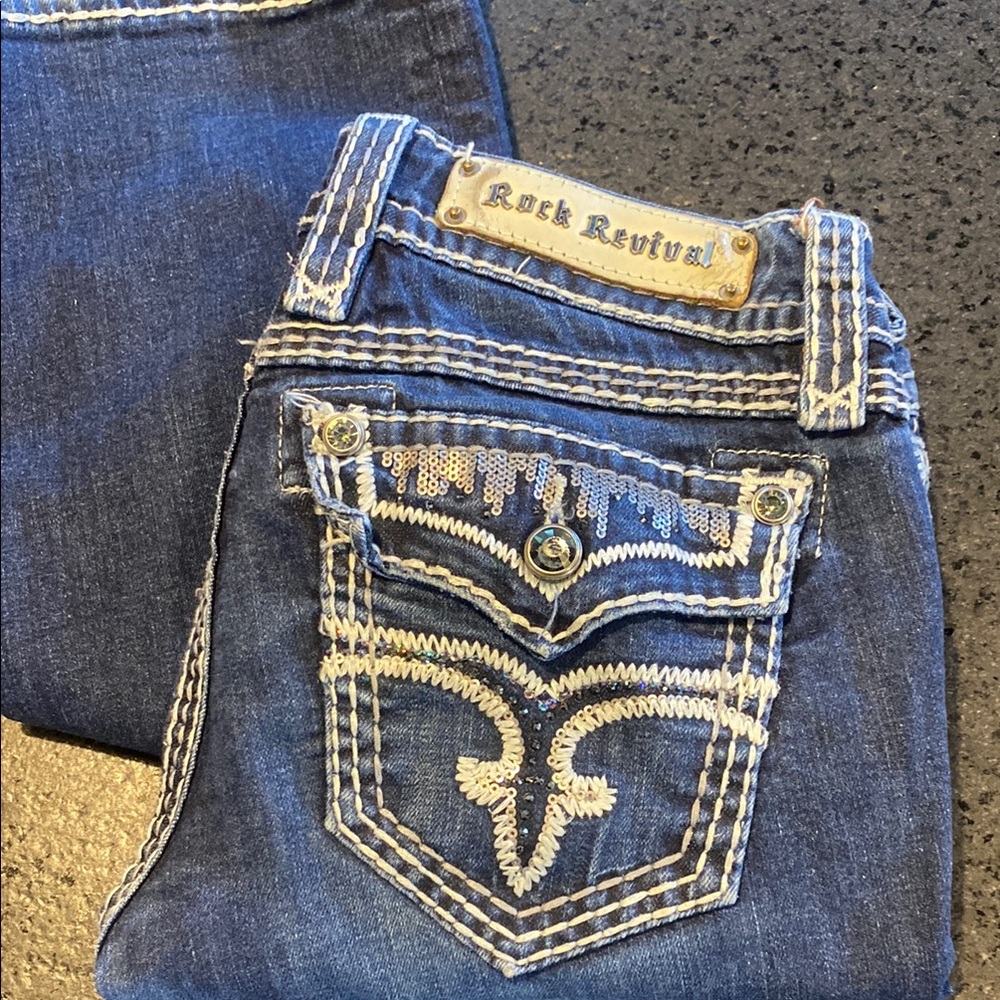 Rock Revival Indigo Women's Jeans with Embroidered Pockets